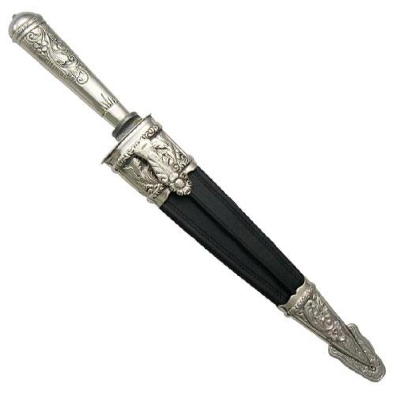 Cuchillo Criollo Alpaca Labrado 24 Cm Acero Carbono Vaina De Alpaca y Cuero - Imagen 2