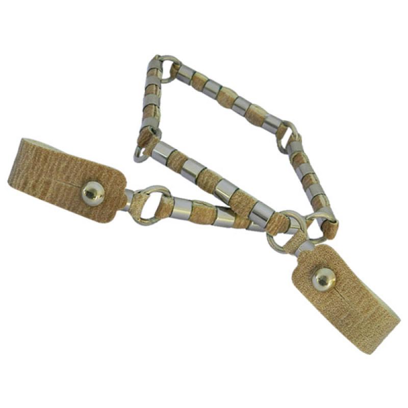 Cuenta Ganado De Cuero Crudo Entacado Con 20 Bombas 6 Argollas De Alpaca - Imagen 2