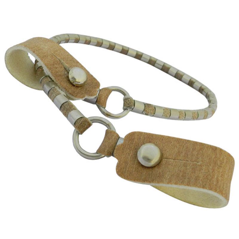 Cuenta Ganado De Cuero Crudo Entacado Con 20 Bombas 2 Argollas De Alpaca - Imagen 2