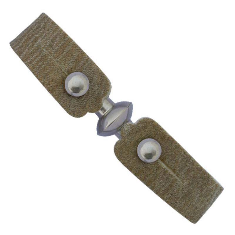 Manea De Cuero Crudo Fina Con Detalles y Botones En Alpaca - Imagen 2