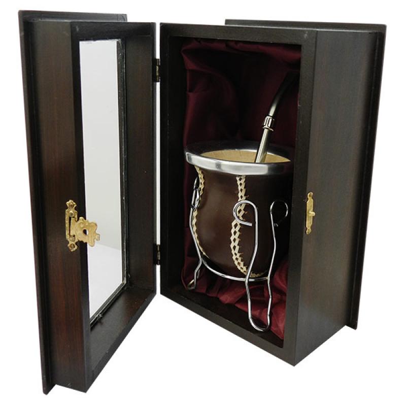 Mate De Vuelo De Calabaza Recubierto en Cuero MAT013 Bombilla Acero Inox BOM680 con Caja Fina - Imagen 3