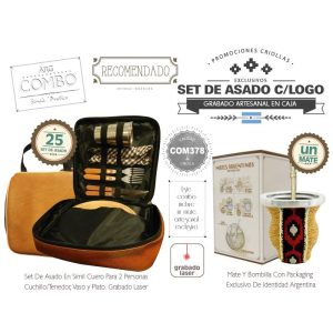 Combo 25 Set de Asado Grabado  Un Mate CBombilla De Regalo