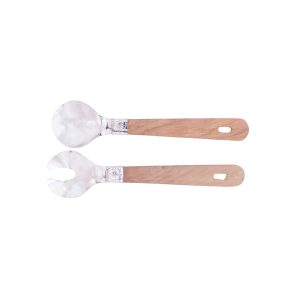 Juego De Cuchara y Tenedor Artesanal En Madera y Alpaca