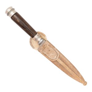 Cuchillo Madera y Alpaca 14 Cm Acero Inox Vaina Cuero Crudo