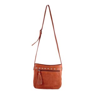 Cartera Morral Con Doble Cierre Y Tachas En Cuero