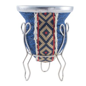 Mate De Vidrio Forrado Con Arpillera y Guarda pampa Con Posa De Metal