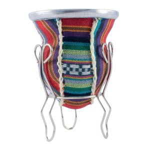 Mate De Vidrio Forrado Con Aguayo y Posa De Metal