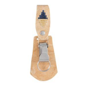 Llavero Cubre llaves Cuero Crudo Bordado