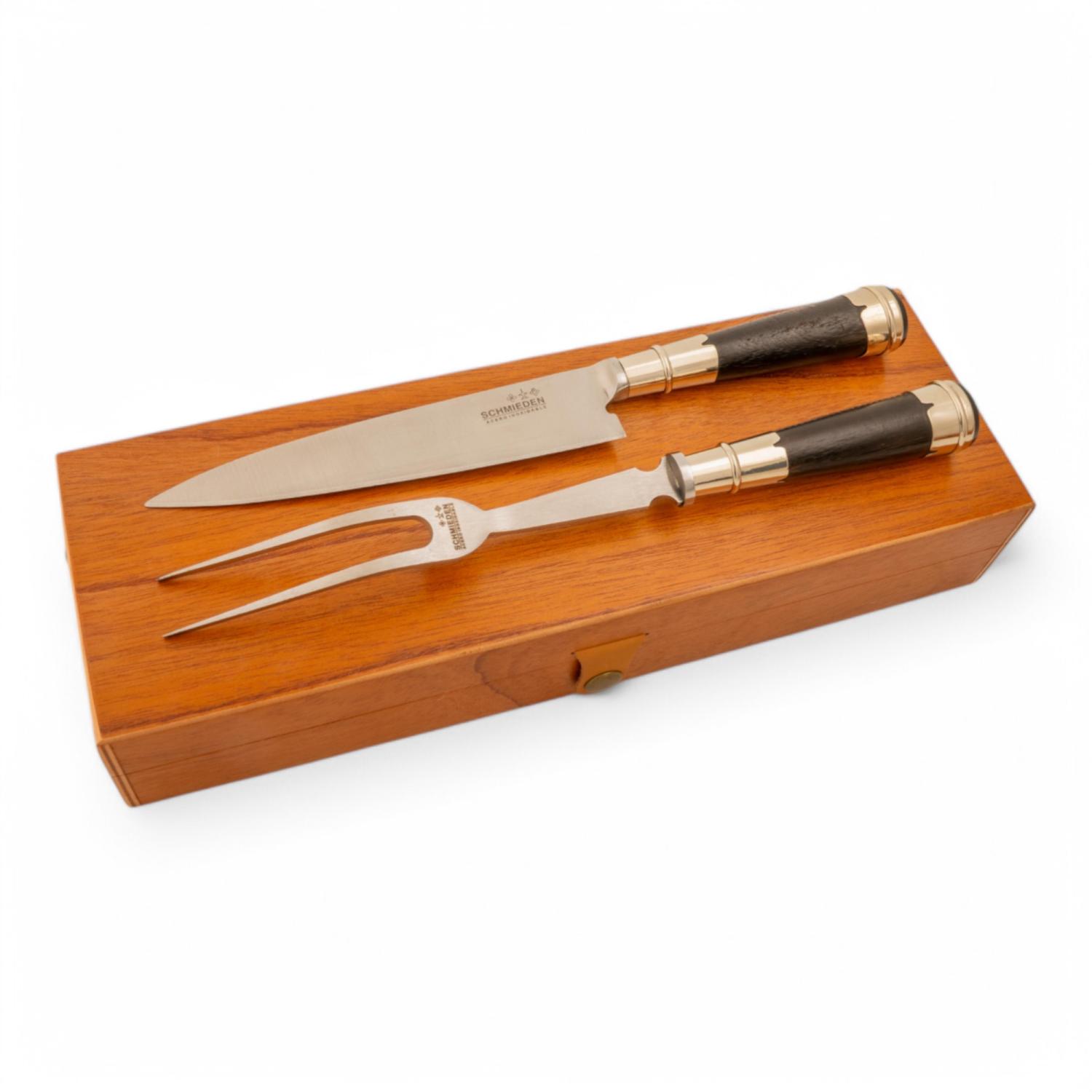 Juego De Cubiertos Individual Cuchillo Y Tenedor De 18 Cm Madera Y Alpaca En Caja Madera Fina Cedro Lustrado Estilo SERRANO ESPECIAL - Imagen 3