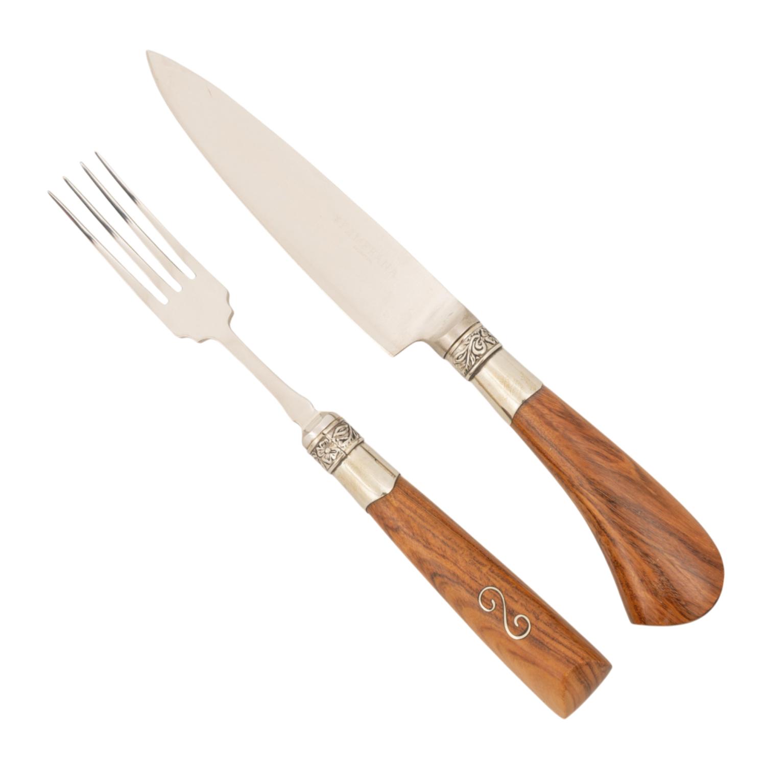 Juego De Cubiertos Linea Fina Madera Puntera De Alpaca Con Iserto Fino 12 Piezas En Caja De Madera 2 Pisos Cedro Lustrado Pampeana - Imagen 3