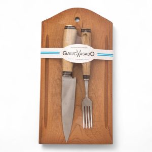 Kit De Tabla y Juego De Cuchillos Madera Gauchasado